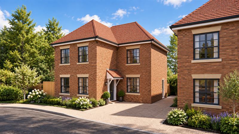 Detached brick house with landscaped front garden
